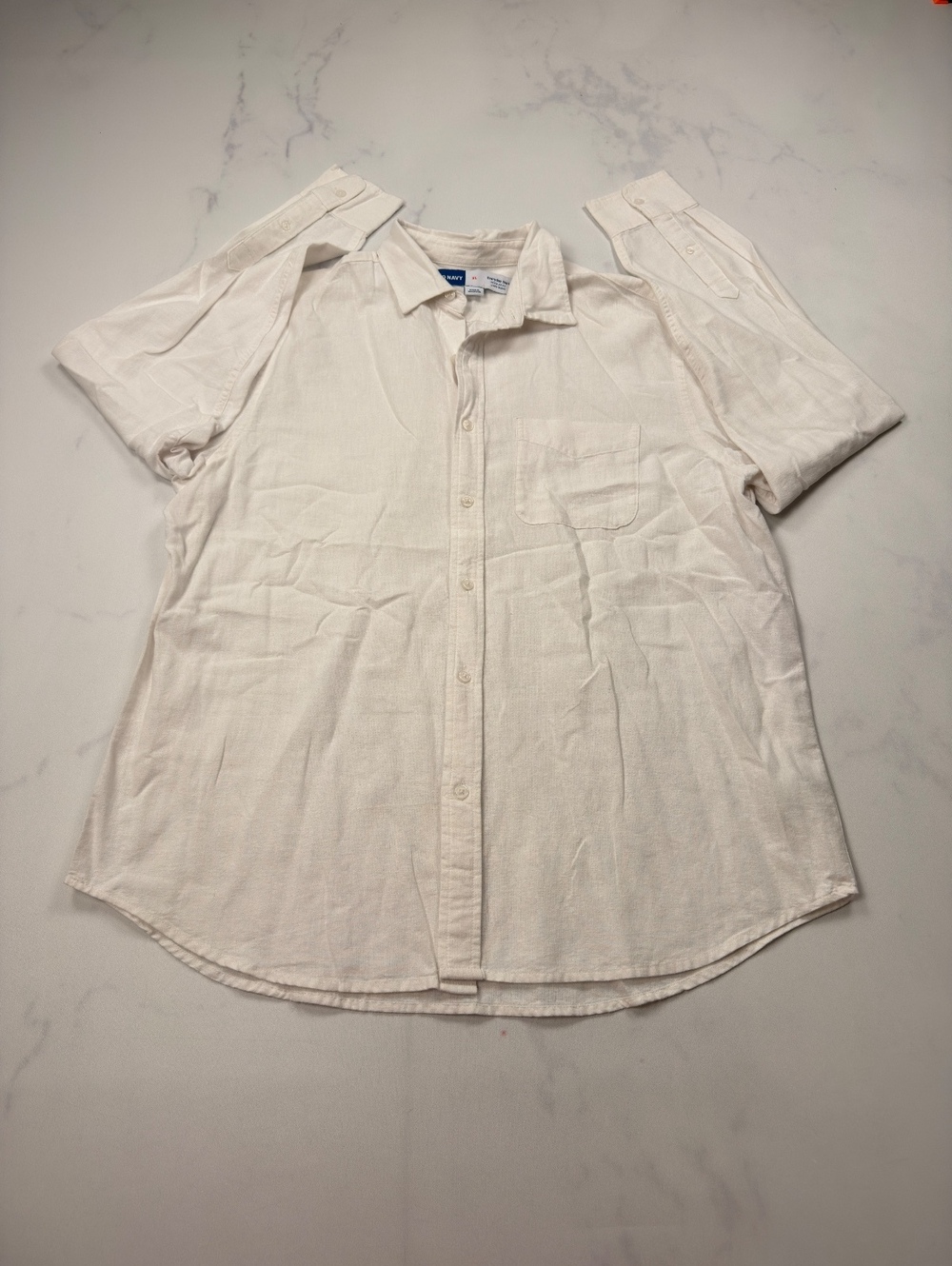 Old Navy Everyday Shirt Cream Classic Button-Up - Mens XL